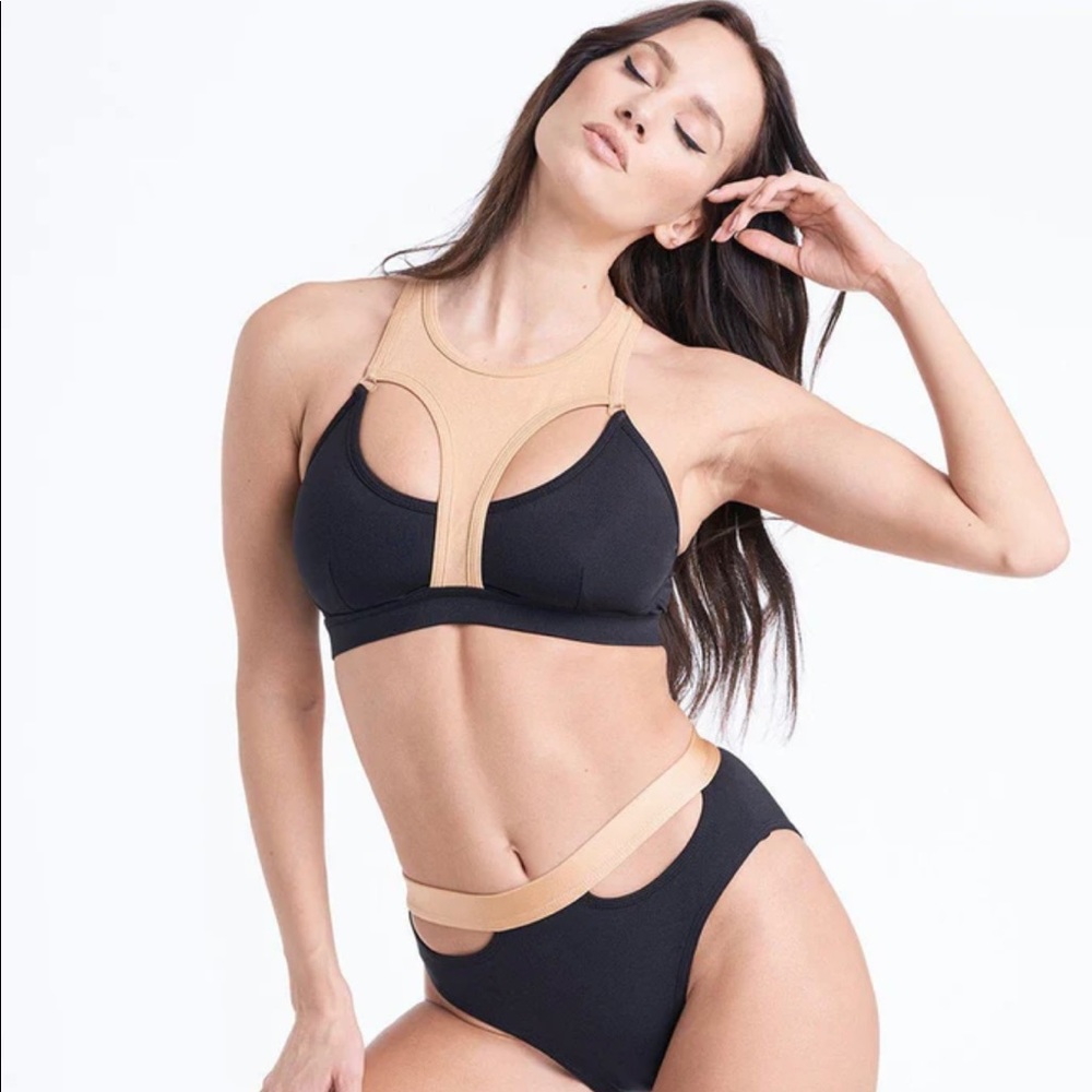 Brand new polewear bandurska valentina top in nude and black xs
